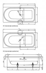 Bette Ocean Rectangular Bath 170 x 80cm (Overflow Front)