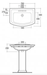 RAK Washington 76cm 1 Tap Hole Basin