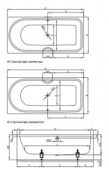 Bette Ocean Rectangular Bath 160 x 70cm (Overflow Rear)