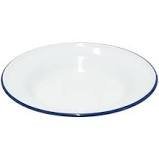 Falcon Enamelware Soup Plate - White with Blue Rim (Various Sizes)
