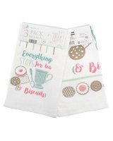 Country Club Velour Tea Towels - Tea & Biscuits Design