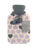 Country Club Hot Water Bottle with Trendy Knitted Cover - Assorted