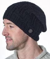 Pure Wool Basket  weave slouch hat - Black