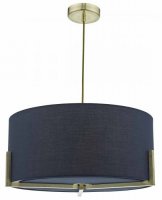 Dar Santino 3 Light Pendant Navy Blue Gold