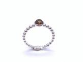 Silver Round Amber Ball Band Ring