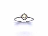 Silver Yellow CZ Solitaire Rope Effect Ring I