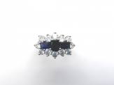 Silver Blue & White CZ Cluster Ring