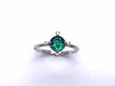 Silver Dark Green CZ Fancy Solitaire Ring I