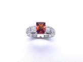 Silver Red CZ Solitaire Ring Size H