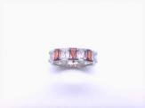 Silver Red & White CZ Eternity Ring J