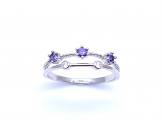 Silver Double Row Purple & White CZ Ring