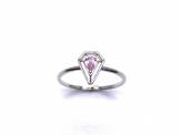 Silver Pink CZ Solitaire Kite Design Ring Q
