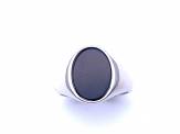 Silver Oval Onyx Signet Ring
