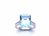 Silver Sky Blue Topaz and CZ Ring