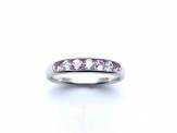 Silver Pink Sapphire & CZ Half Eternity Ring