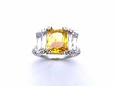 Silver Yellow & Clear CZ 3 Stone Ring