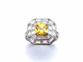 Silver Yellow & Clear CZ Cluster Ring