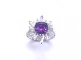 Silver Purple & Clear CZ Cluster Ring