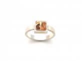 Silver Square Amber Ring