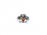 Silver Multi Amber Owl Ring