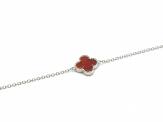 Silver Red Clover Bracelet