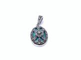 Silver Marcasite & Turquoise Oval Pendant