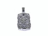 Silver Marcasite Large Rectangular Pendant