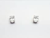 Silver & Oval CZ Stud Earrings