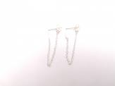 Silver Bar & Chain Stud Earrings