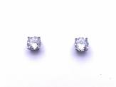 Silver Round Claw Set CZ Stud Earrings 7mm