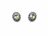 Silver and Marcasite Peridot Stud Earrings