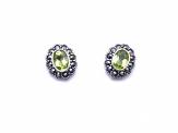 Silver and Marcasite Peridot Stud Earrings
