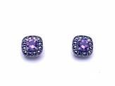 Silver and Marcasite Amethyst Stud Earrings