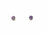 Silver Amethyst Stud Earrings 3mm