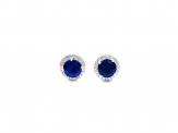 Silver Blue & White CZ Halo Style Stud Earrings