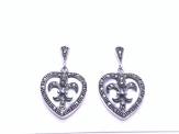 Silver Marcasite & Mother Of Pearl Heart Drops