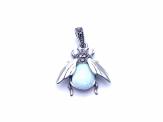 Silver Marcasite & Created Opal Bee Pendant