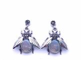Silver Marcasite & Mother Of Pearl Bee Earrings