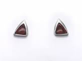 Silver Amber Triangle Stud Earrings