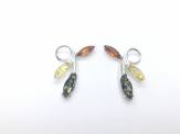 Silver Multi Amber Butterfly Drop Earrings