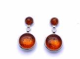 Silver Amber Drop Earrings