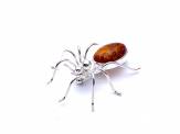 Silver Amber Spider Brooch