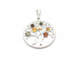 Silver Amber Tree Of Life Pendant