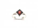 Silver Square Amber Ring