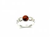 Silver Cogniac Amber Round Ring M