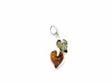 Silver Amber Leaf Pendant 37x10mm