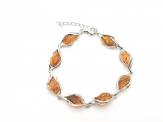 Silver Amber Fancy Bracelet 7 1/2 Inches