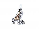 Silver Amber Giraffe Family Pendant