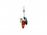 Silver Multi Amber Flower Pendant