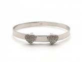 Silver Baby CZ Double Hearts Expandable Bangle